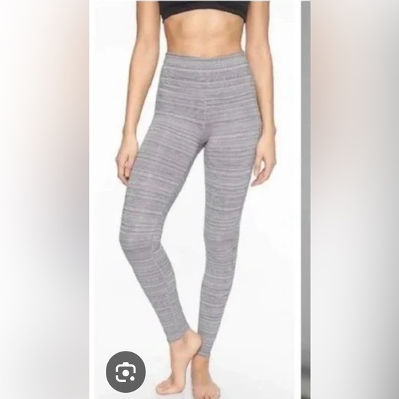 Athleta High-Rise Jacquard Chaturanga Leggings White Gray Size L NWOT - Picture 2 of 9